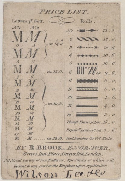 Trade Card for R. Brook