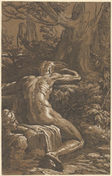 Man seated viewed from behind (Narcissus)