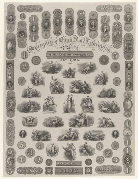 Specimen Sheet of Bank Note Engraving