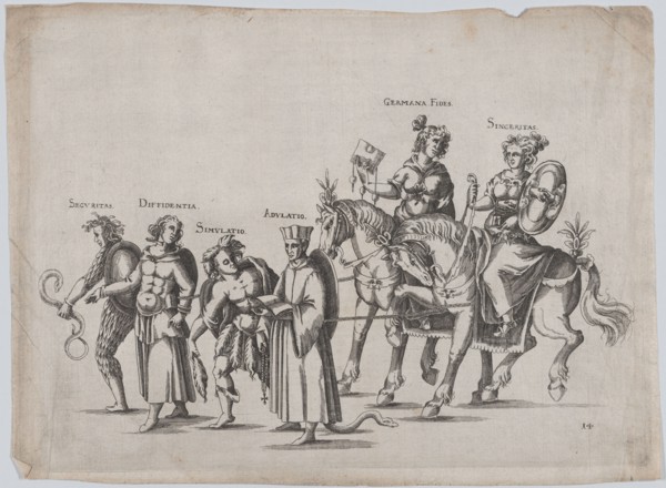 Plate 14: Six figures marching in a procession