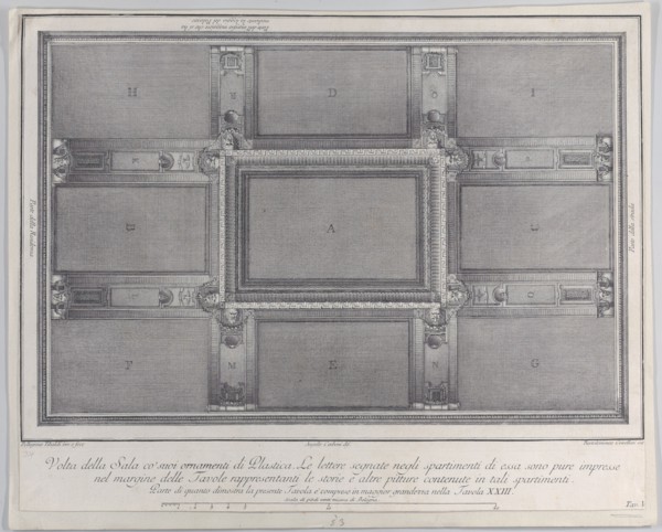 Plate 5: view of the ceiling with its ornaments and frescoed paintings