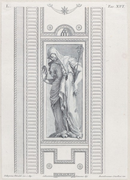 Plate 16: mythological figure holding a mirror