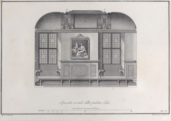 Plate 2: cross-section of the Hall of the Institute of Bologna