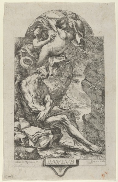 Saint Paul of Thebes tempted by a demon