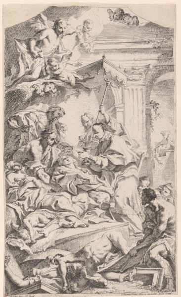 Saint Charles giving communion to the plague-stricken
