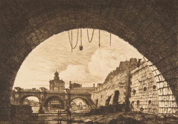 Le Pont-neuf et la Samaritaine de dessous la première arche du Pont-au-Change (Pont-neuf...