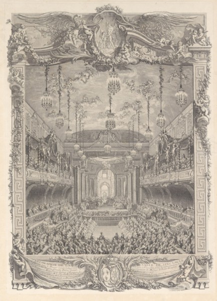 Decoration de la salle de spectacle construite a Versailles pour la representation de ...