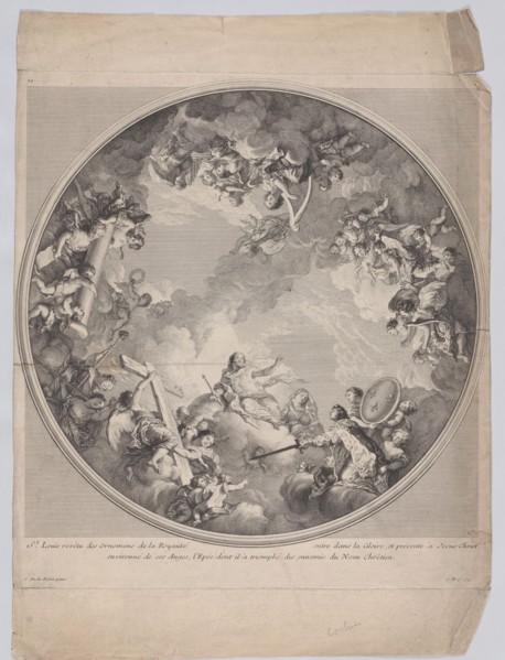 Saint Louis presenting his sword to Christ