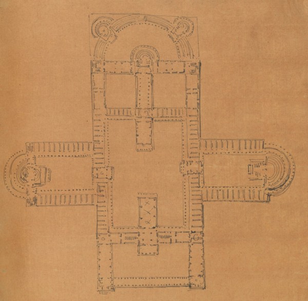 Page from a Scrapbook containing Drawings and Several Prints of Architecture