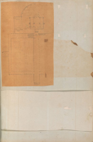 Page from a Scrapbook containing Drawings and Several Prints of Architecture