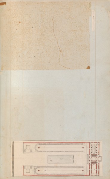 Page from a Scrapbook containing Drawings and Several Prints of Architecture