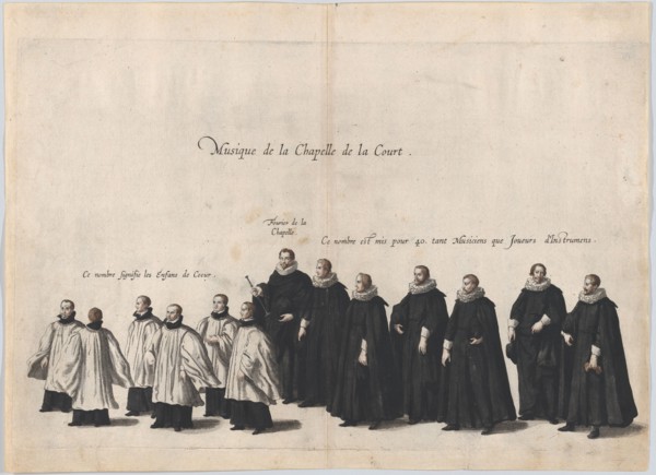Plate 6: Members of the court chapel choir marching in the funeral procession of Archduke ...