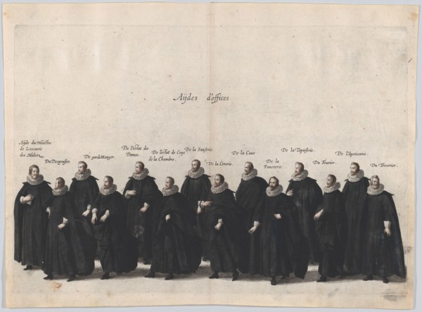 Plate 18: Aides marching in the funeral procession of Archduke Albert of Austria; from 'Po...