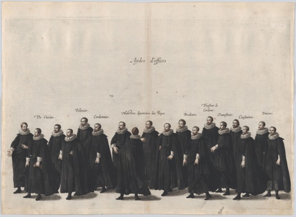 Plate 17: Aides marching in the funeral procession of Archduke Albert of Austria; from 'Po...