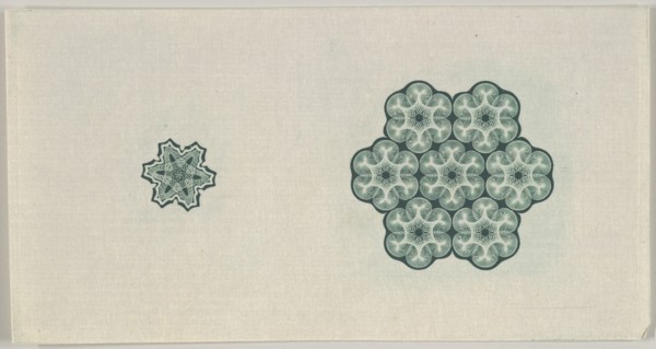 Banknote motif: two six-lobed lathe work ornaments