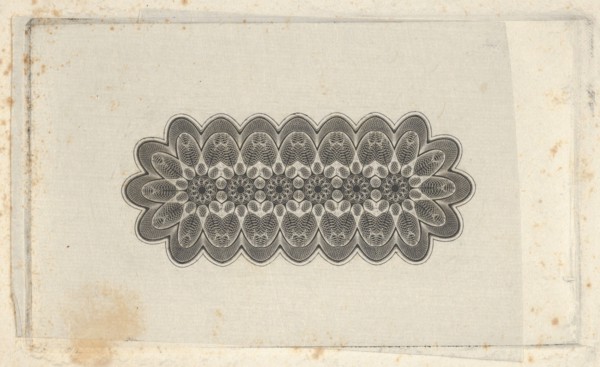 Banknote motifs: panel of lathe work ornament with rounded ends