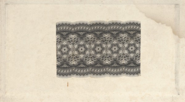 Banknote motifs: band of lace-like lathe work ornament