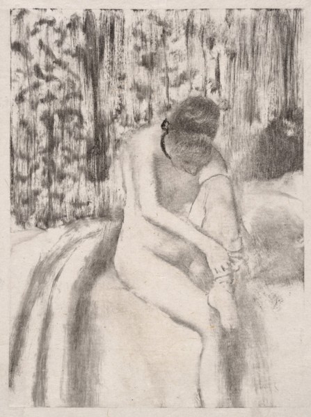 Girl Putting on Her Stockings
