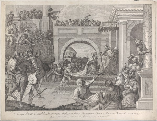 Doge Enrico Dandolo crowns Baldovino the first emperor of the Latin Empire of Constanti...