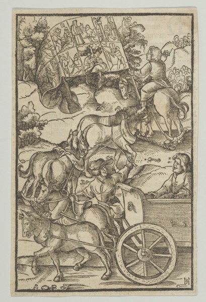 The Virtuous Man on a Chariot on his Way to Heaven