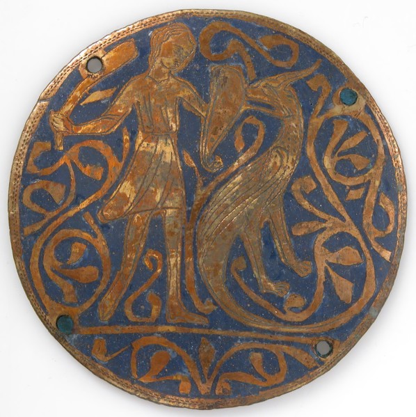 Medallion with Man Fighting Basilisk