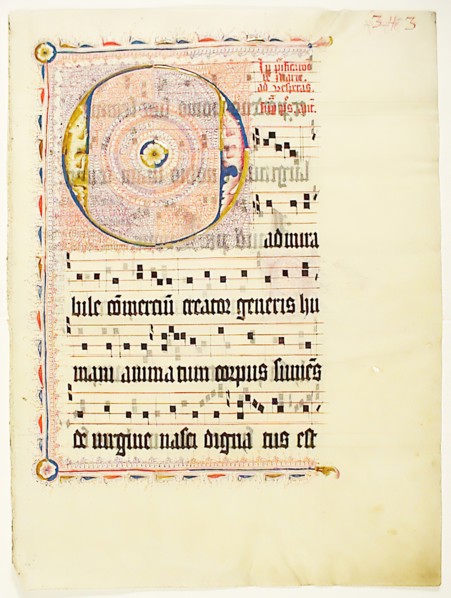 Manuscript Leaf with Initial O