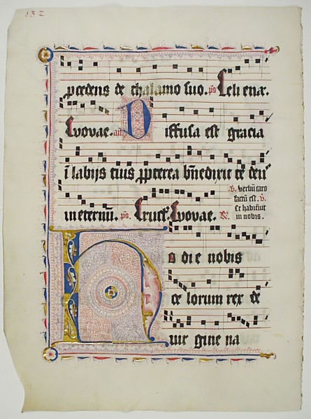 Manuscript Leaf with Initial H
