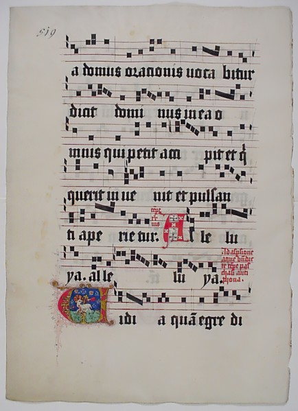 Manuscript Leaf with Initial V