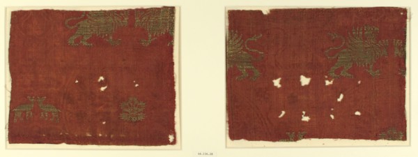 Textile with Griffin and Fawn Design