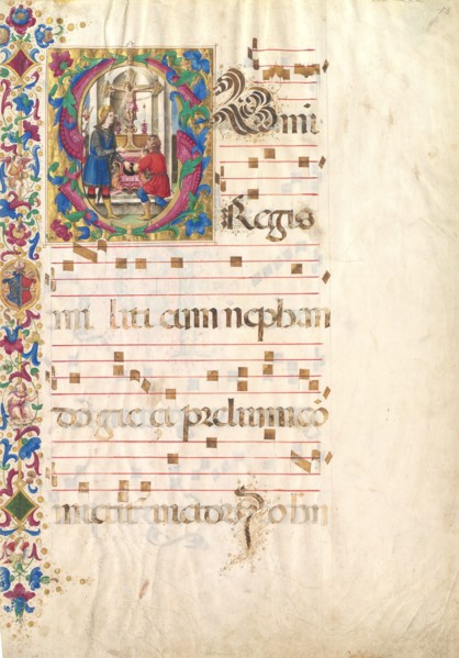 Manuscript Leaf with Saint John Gualbert in an Initial S