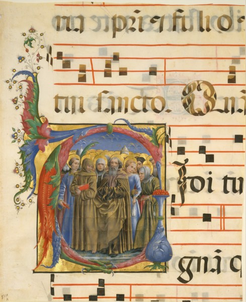 Manuscript Illumination with All Saints in an Initial V