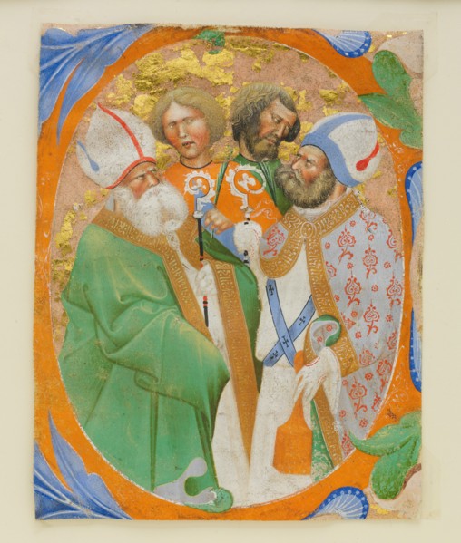 Manuscript Illumination with Four Saints in an Initial O