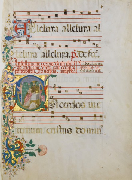 Manuscript Leaf with the Celebration of a Mass in an Initial S...