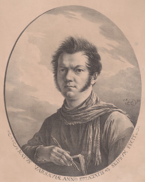 Self-portrait with an album and pen, 1819.