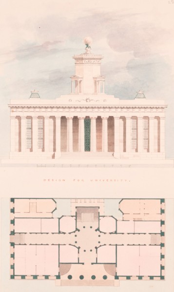 A. J. Davis, Scrapbook IV,.n.d. [Design for university].