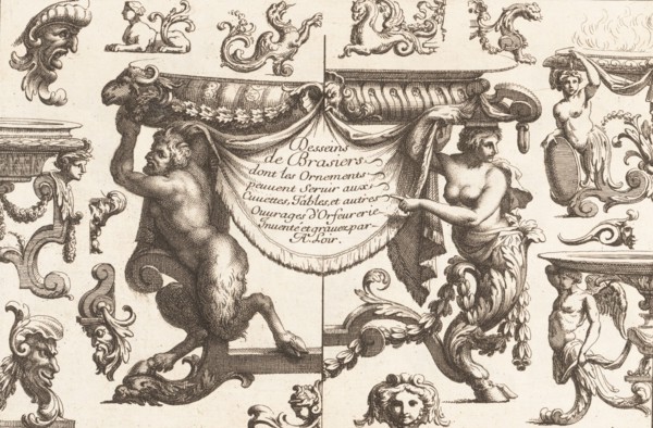 Desseins de Brasiers dont les Ornements peuuent Seruir aux Cuuettes, Tables, et autres Ouurages d'Orfeurerie, 1660-1713. [Desseins de Brasiers dont les Ornements peuvent Servir aux Cuvettes, Tables, e...