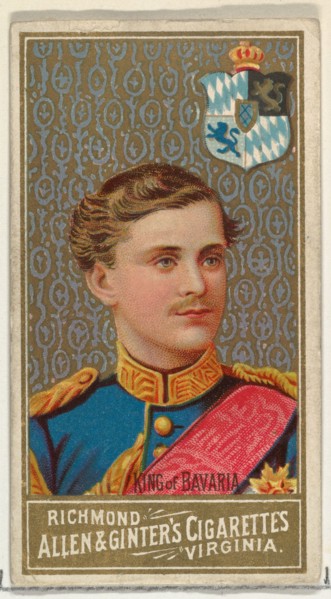 King of Bavaria, from World's Sovereigns series (N34) for Allen & Ginter Cigarettes, 1889.