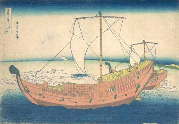 At Sea off Kazusa (Kazusa no kairo), from the series Thirty-six Views of Mount Fuji (Fugaku sanjurokkei), ca. 1830-32.
