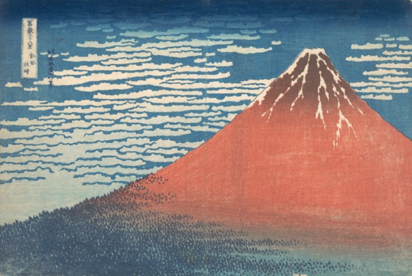 South Wind, Clear Sky (Gaifu kaisei), also known as Red Fuji, from the series Thirty-six Views of Mount Fuji (Fugaku sanjurokkei), ca. 1830-32.