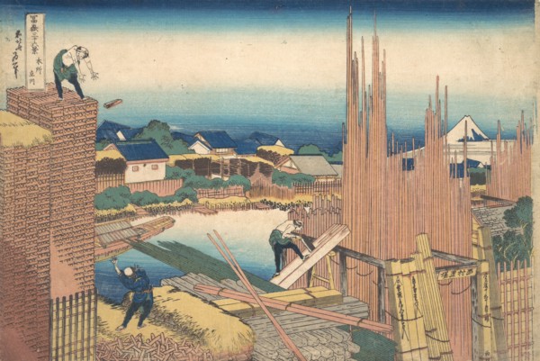 Tatekawa in Honjo (Honjo Tatekawa), from the series Thirty-six Views of Mount Fuji (Fugaku sanjurokkei), ca. 1830-32.