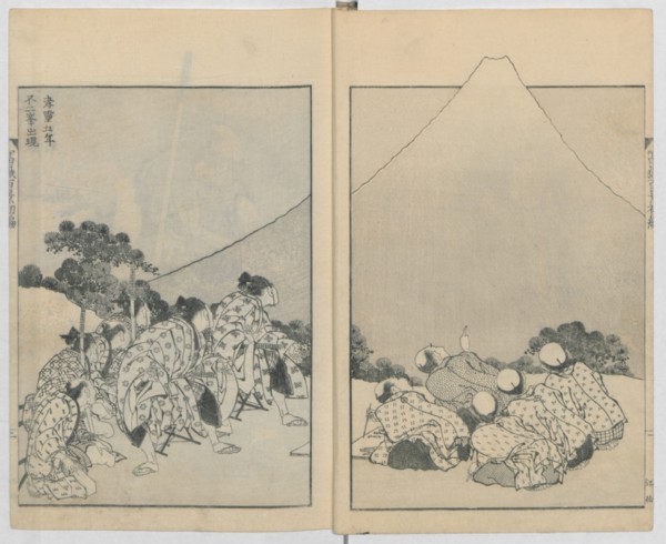 Mount Fuji of the Mists (Vol. 1); Mount Fuji of the Ascending Dragon (Vol. 2), 1834-35.