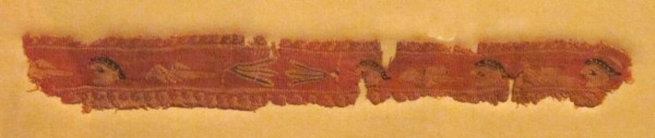 Band Fragment with Masks, Lotus Flowers, and Birds, Coptic, 400-700.