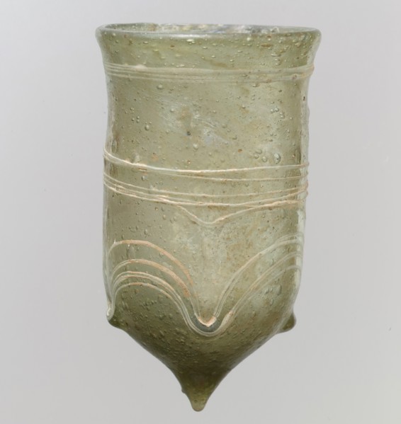 Glass Bell Beaker with White Trails, Frankish, late 5th-early 6th century.