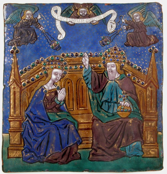 Plaque with God The Father Blessing The Virgin, French, late 15th-early 16th century.
