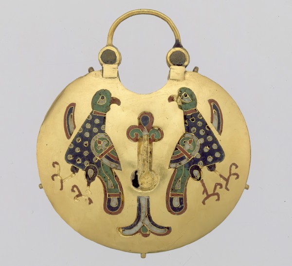 Temple Pendant with Two Birds Flanking a Tree of Life (front) and Geometric Lead Motifs (back), Kievan Rus, ca. 1000-1200.