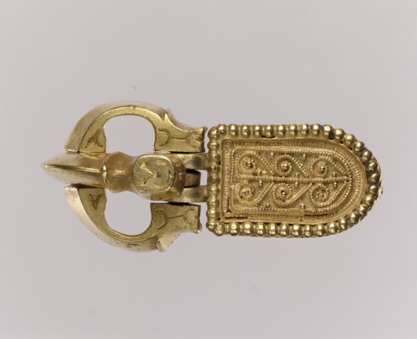 Gold Belt Buckle and Gold Strap End, Langobardic, ca. 600.