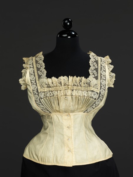 Corset cover, American or European, 1889.