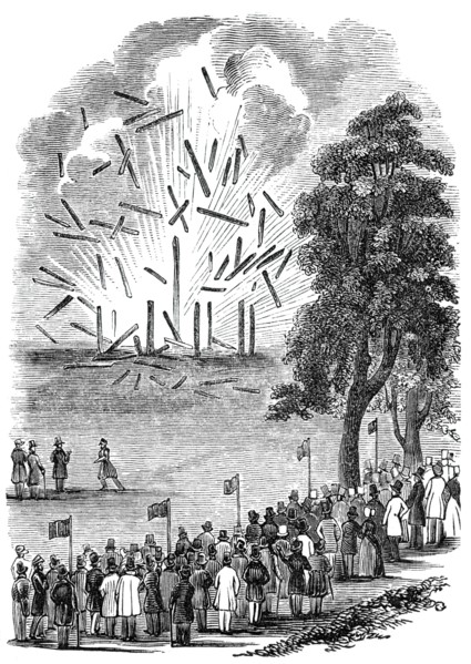 Novel experiments in warfare - hut destroyed by a shell, 1844. Creator: Unknown.