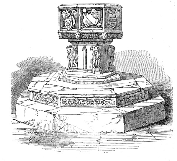Font in Caistor Church, Norfolk, 1845. Creator: Unknown.