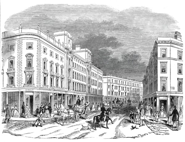 London improvements - Cranbourne Street, 1845. Creator: Unknown.